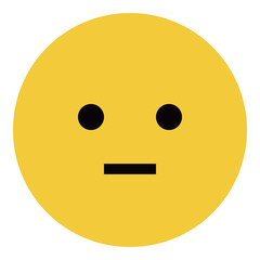 Neutral Face Emoji Expression, Simple Yellow Circle with Blank Look
