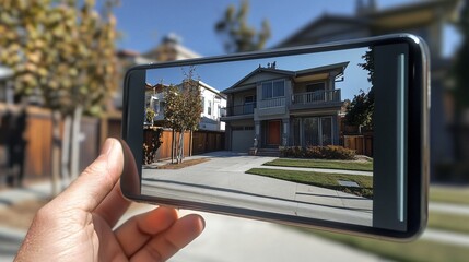 Naklejka premium Digital Foreclosure Notice Alert: A Smartphone Visualizing a House Amidst Uncertainty in Real Estate Markets and Property Ownership Challenges