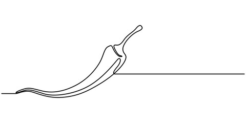 chili pepper continuous line vector illustration, Continuous one line drawing of hot red chili pepper graphic design. Single line art illustration of spicy chili pepper on transparent background.