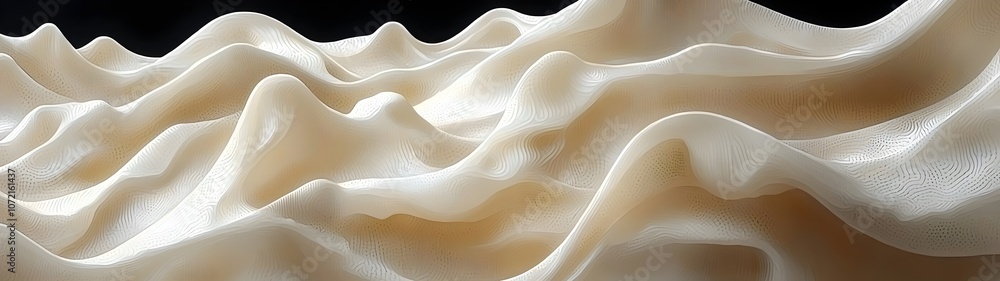 Aufkleber an abstract image showcasing smooth, flowing curves resembling soft, creamy waves against a dark bac