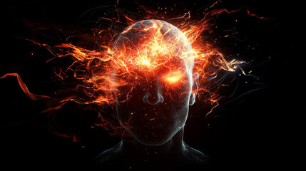 Hyper-Realistic Illustration of Human Head with Glowing Neural Connections | Digital Art Representing Artificial Intelligence