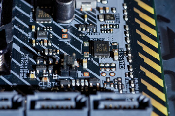 Close-Up of Motherboard Circuitry and Components