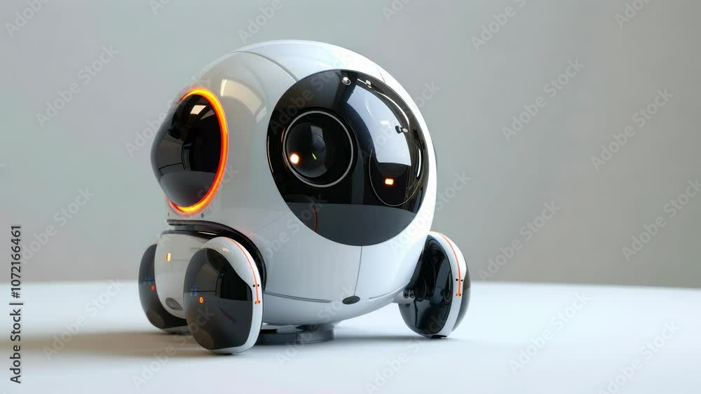 Poster futuristic autonomous robot design on a minimalist background