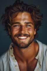 Obraz premium Close-up Portrait of a Handsome Man with a Smile