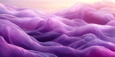 Obraz premium An abstract landscape featuring flowing hills and waves in shades of purple and pink, creating a serene and dreamy atmosphere that captivates the viewer.