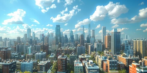 Obraz premium Aerial View of a Vibrant City Skyline on a Sunny Day