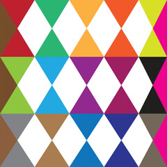  Full Color Triangle Seamless Pattern on a White Background