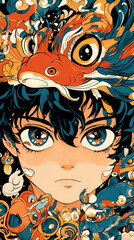 Fototapeta premium Anime Manga Ancient Hybrid God: Half Human, Half Creature