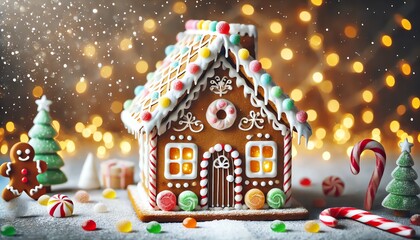 A portrait of Santa Claus outdoors in a snowy winter forest