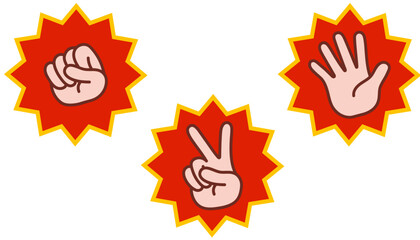 ジャンケン　グーチョキパー　イラストセット