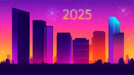 Fototapeta premium Explore the Vibrant Cityscape of 2025 Through Stunning Architectural Designs and Colorful Urban Landscapes