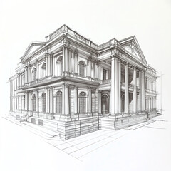 Classic Victorian Building Sketch
