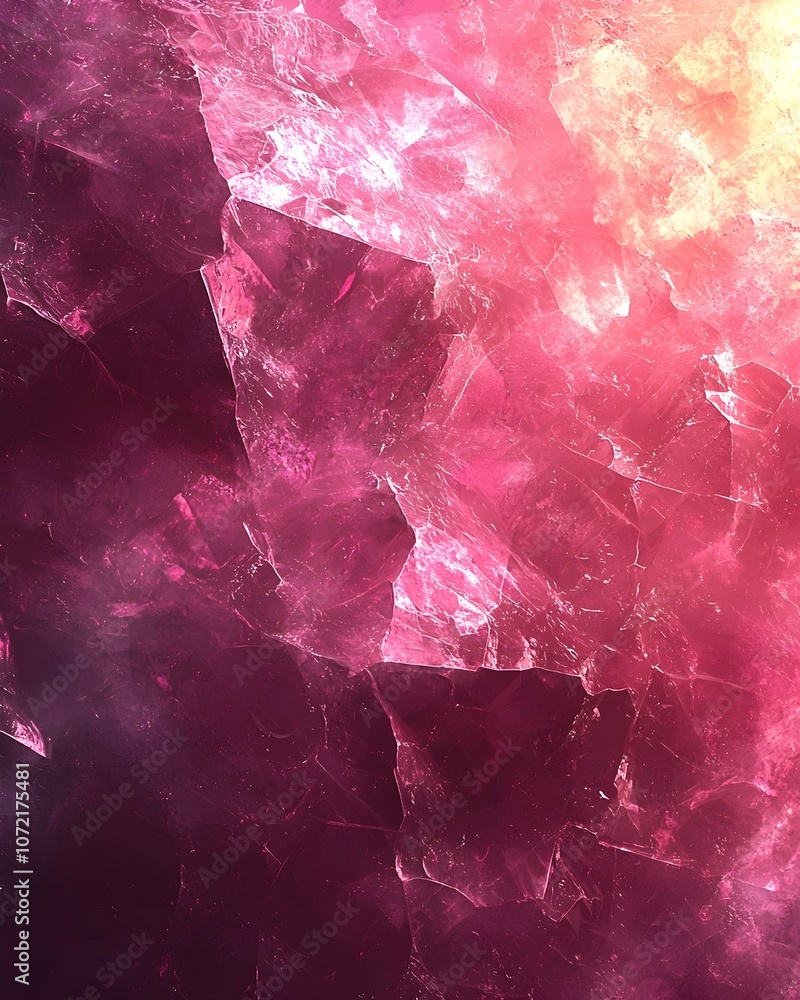 Poster abstract pink and purple crystal-like texture creating a captivating visual of light and depth, evok