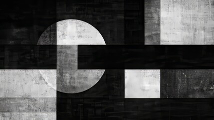 Fototapeta premium Explore the Depths of Abstract Geometric Black and White Art through Innovative Composition Techniques