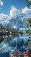 Obraz premium Majestic Mountain Lake Scenery in Autumn