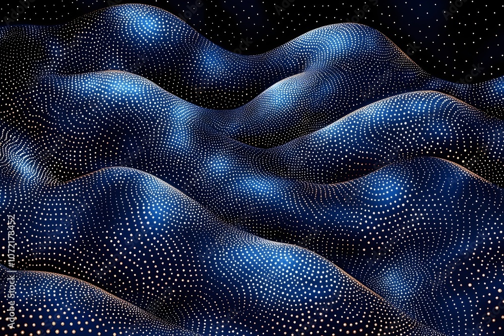 Aufkleber a stunning abstract digital landscape depicting rolling hills illuminated with a blue glow and adorn