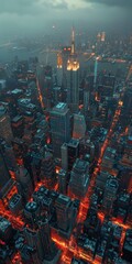 Naklejka premium Aerial View of New York City at Night