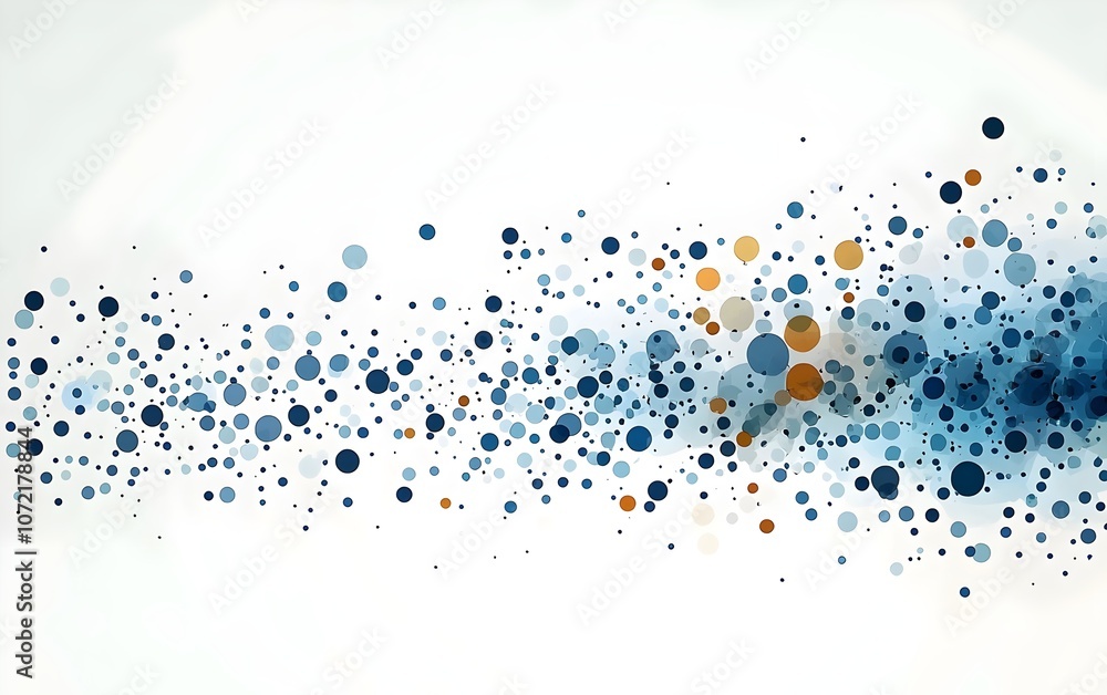 Poster An abstract composition featuring a dynamic array of blue and orange dots, creating a fluid, modern design that evokes a sense of movement and digital creativity.
