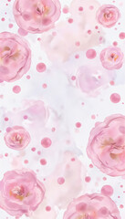 Pastel pink floral patterns with soft bubbles in a dreamy artistic design