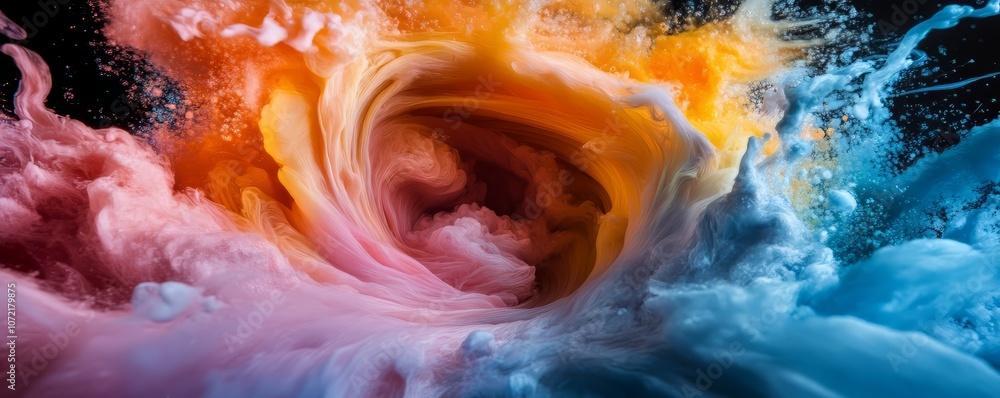 Poster abstract colorful swirl design with vibrant hues and dynamic movement.