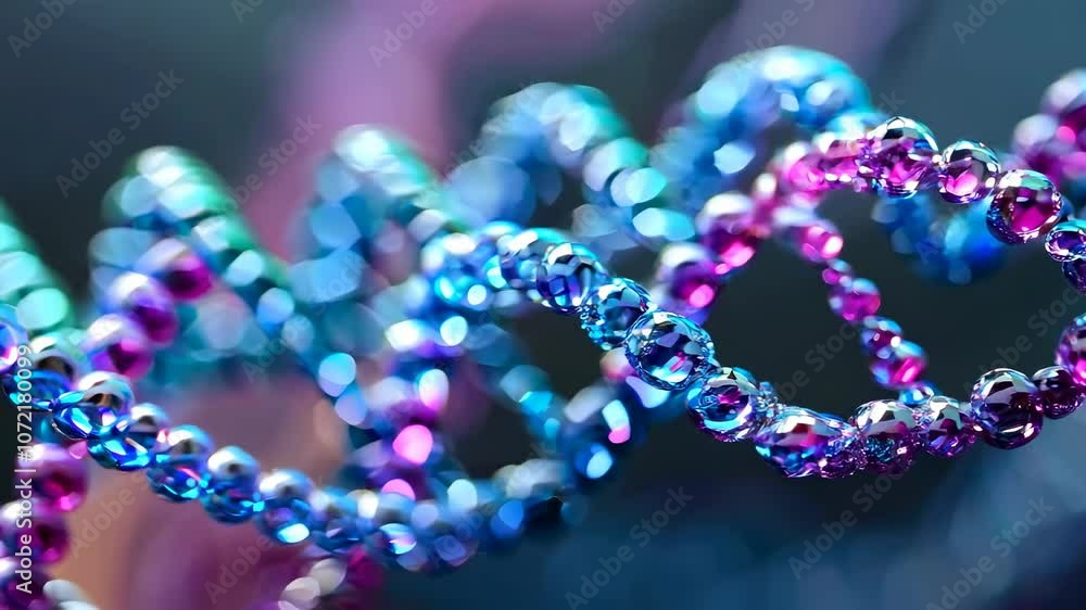Poster vibrant 3d rendering of colorful dna strands with a modern background
