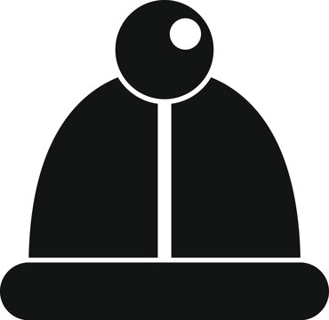 recommend clip art: Simple black and white icon of a winter hat with a pompom, perfect for cold weather