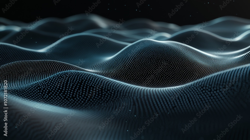 Poster dynamic black wave pattern on dark background, abstract art with flowing lines, modern design for wa
