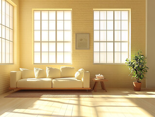 Fototapeta premium A modern living room in a style of japandi. Generative AI 