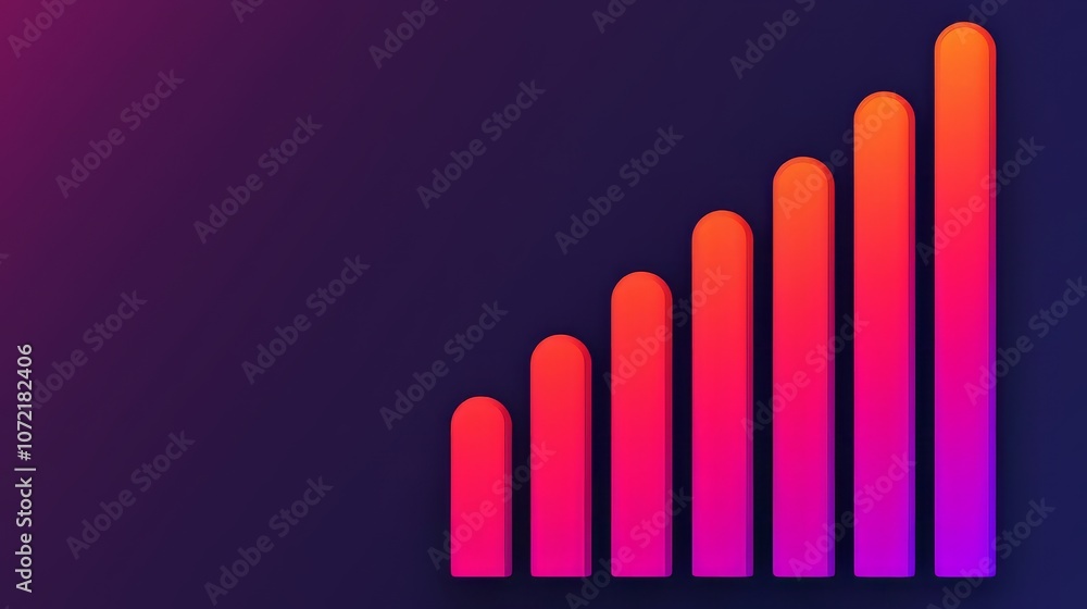 Poster colorful graph representing growth and progress in a digital environment.