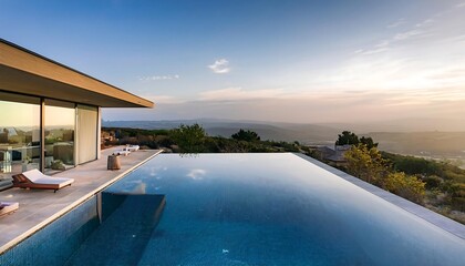 Fototapeta premium Luxury Modern Homes with Infinity Pools - Pools that create a seamless edge with the horizon
