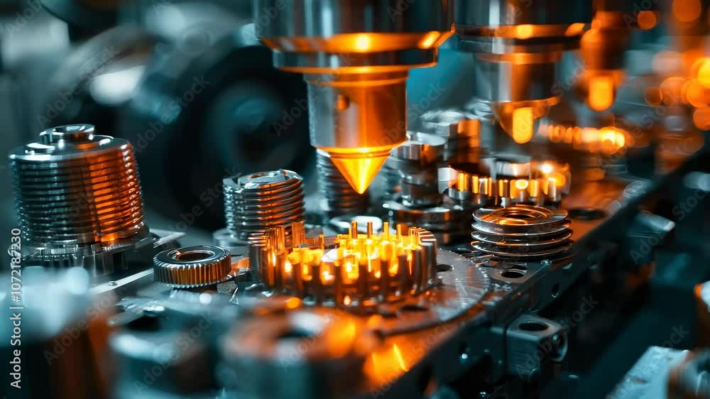Poster advanced industrial automation and precision manufacturing in a factory setting