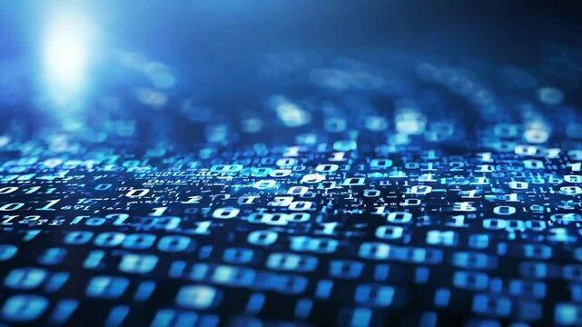 Abstract digital background with binary code and sparkling lights