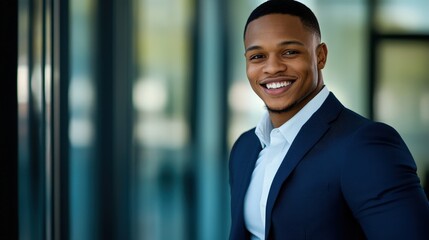 Fototapeta premium Confident young businessman smiling at the camera