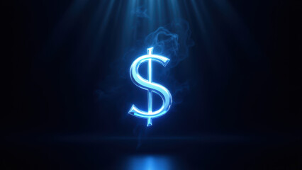 Stylized 3D rendering of a U.S. Dollar sign for crypto stablecoin concept with light effect.