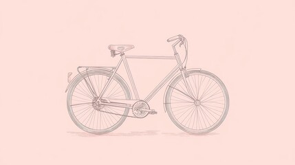 Obraz premium Line art of a bicycle with clean, minimal lines against a solid pastel backdrop.