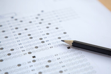 pencil on answer sheet; concept of education exam