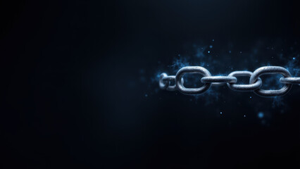 A digital art representation of a chain with elements suggesting financial security, possibly related to cryptocurrency or blockchain technology.