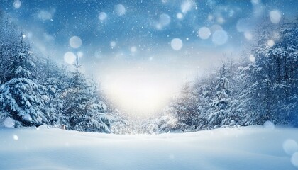 Fototapeta premium Christmas landscape.Snow background.Winter fairytale.Merry christmas and happy new year greeting card with copy-space.