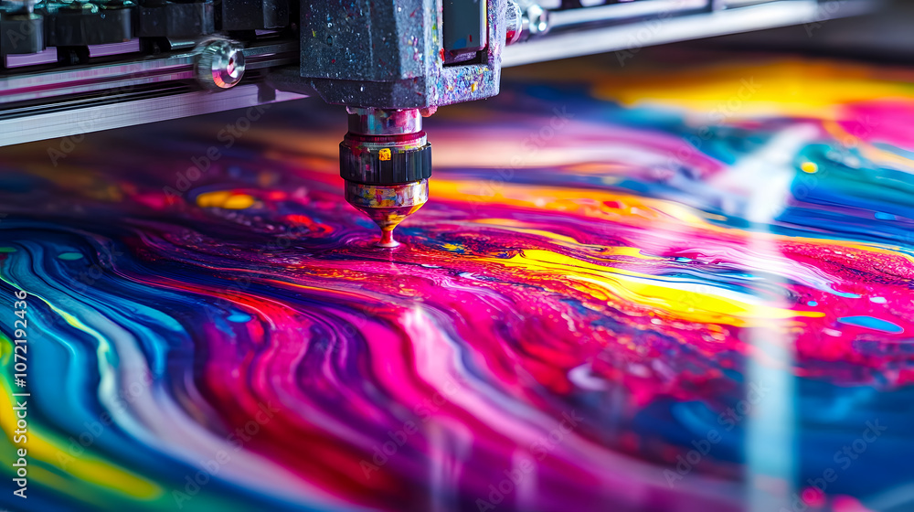 Poster colorful abstract design creation with precision artwork tools, vibrant ink droplets, and dynamic pa