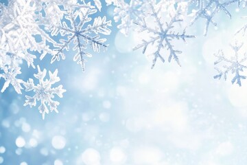 Sparkling Winter Wonderland: Ethereal Snowflakes Dance in the Icy Breeze Background