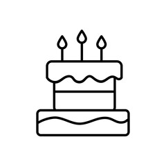 Birthday cake icon black and white vector outline sign