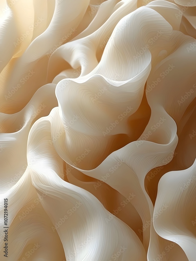 Poster an abstract composition of soft, flowing cream-colored fabric creates a serene and elegant visual. t
