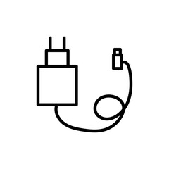 Charger icon black and white vector outline sign