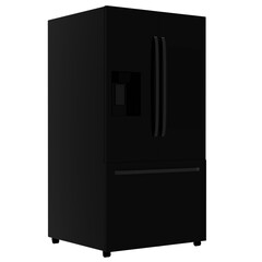 3d render black refrigerator fridge with transparent background