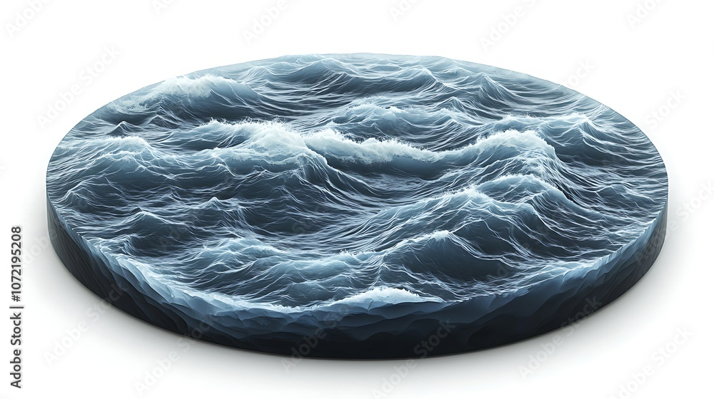 Poster a round top down view of a stormy ocean with turbulent waves creating dynamic patterns and textures 