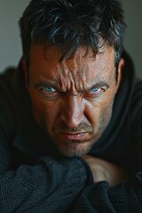 Fototapeta premium Close-up Portrait of a Serious Man