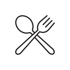 Cutlery icon black and white vector outline sign