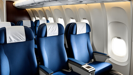 Airplane seats, economy class seats, Airline commercial, ai generated