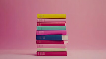 Fototapeta premium Stacks of Various Books on Plain Background