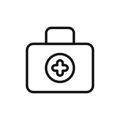 Fototapeta premium Doctor bag icon black and white vector outline sign